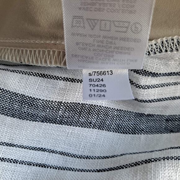 LOFT Pants Striped Linen Pull On Wide Leg Palazzo Deep Space Gray Size XXL (NWT) - Picture 14 of 15